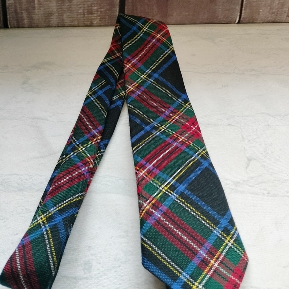 INGLES BUCHAN Tie Necktie Pure Wool Woven In Scotland Tartan Plaid Checks - Picture 6 of 8